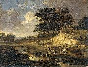 Jan Wijnants Landscape with a rider watering his horse. Spain oil painting artist